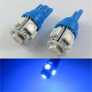 2x Blue T10 5-SMD 5050 LED PARKING LIGHTS